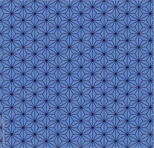 麻の葉文様 シームレス（紺色）※1つ1つの柄が大きいタイプです(Each pattern is large in size.)	