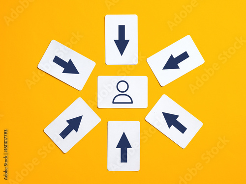 Arrows pointing to person icon on colorful background Free Download Arrows pointing to person icon on colorful background - GFXLoad