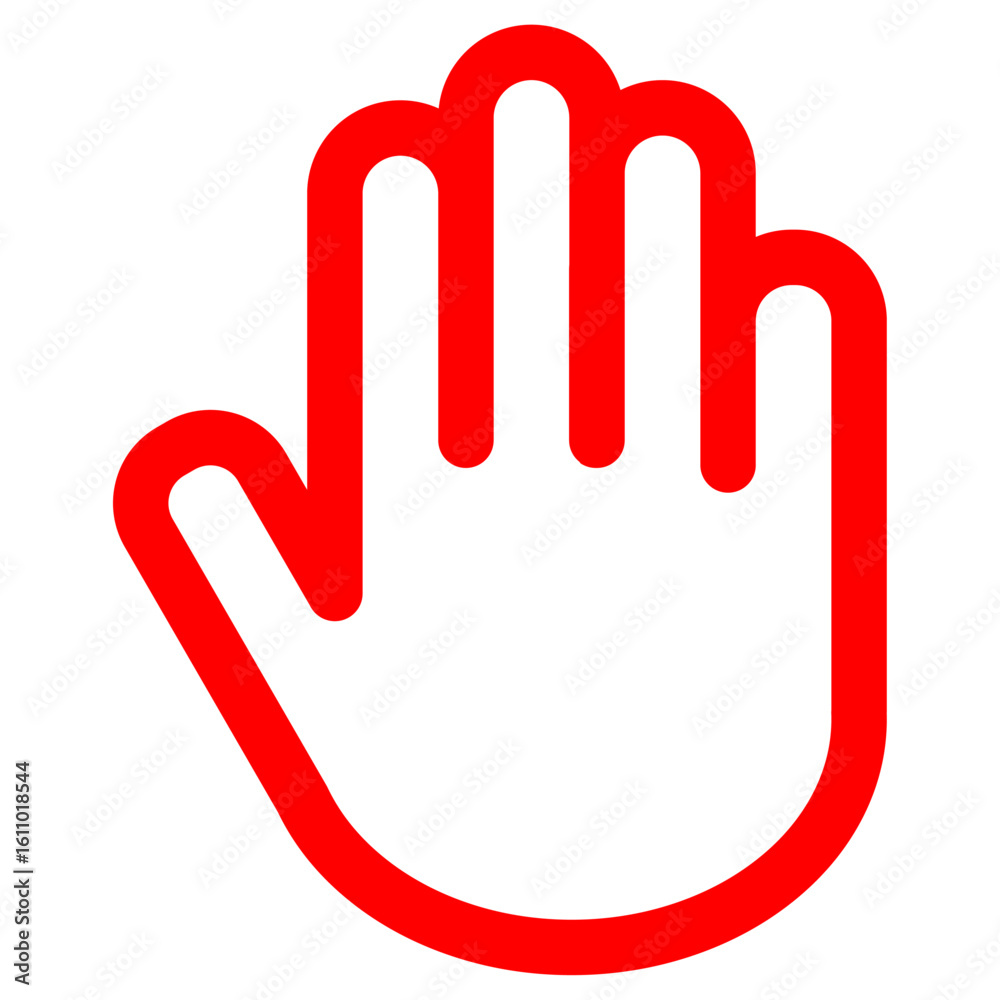 Obraz premium Red Outlined Stop Hand Icon Symbolic Warning Gesture 