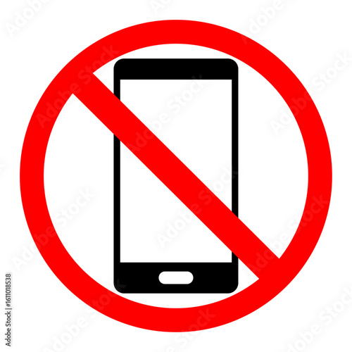 No Smartphone Use Prohibited Sign Mobile Device Restriction Icon
