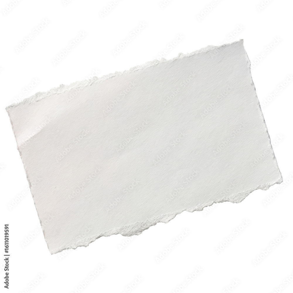 White paper ripped message isolated against a clean white background for minimalistic design projects