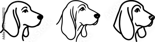 Basset hound dog head side profile outline vector