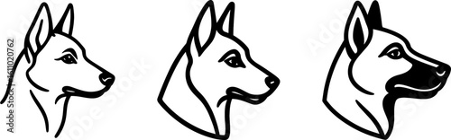 Belgian malinois dog head side profile outline vector