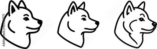 Shiba inu dog head side profile outline vector