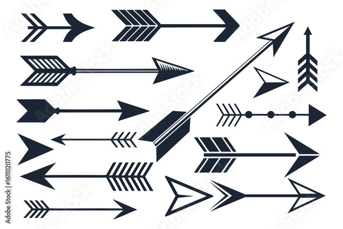 Collection of diverse tribal style arrows with detailed fletching and point designs