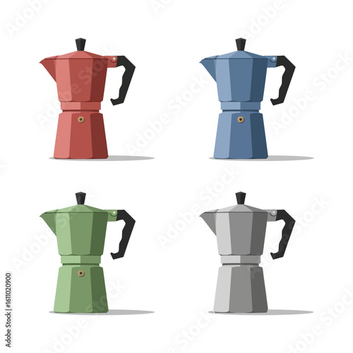 Colorful Moka Pots A set of four different colored Italian coffee makers