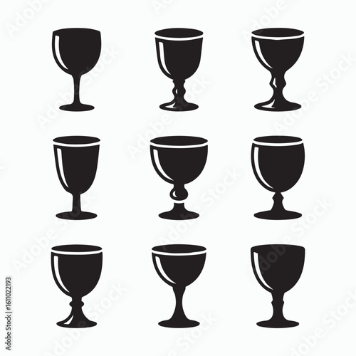 Collection of Vector Wine Glass Silhouettes
