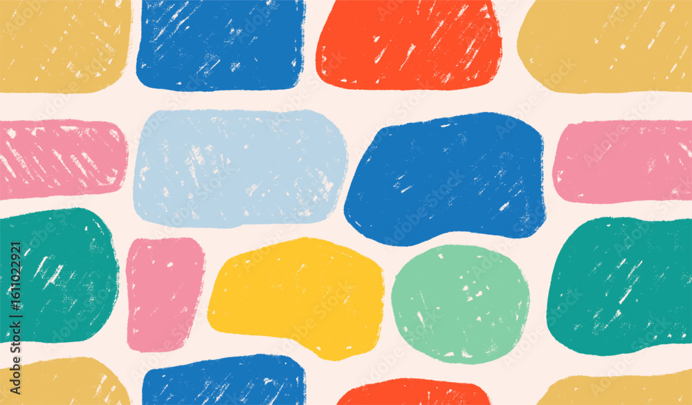 Fototapeta premium Seamless pattern hand drawn abstract rectangle frames, banners. Organic doodle liquid shapes. Organic vector flat blobs. Irregular fluid bubbles. Vector empty text box isolated, seamless pattern.