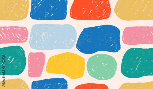 Seamless pattern hand drawn abstract rectangle frames, banners. Organic doodle liquid shapes. Organic vector flat blobs. Irregular fluid bubbles. Vector empty text box isolated, seamless pattern.