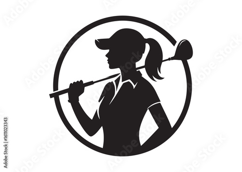 Women Golf player silhouette vector illustration