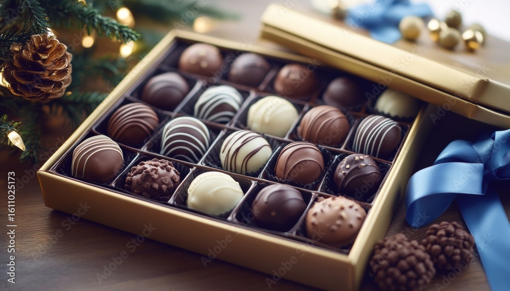 Indulgent Selection of Chocolates and Pralines in Elegant Gift Box for Luxury chocolate Indulgent Selection of Chocolates and Pralines in Elegant Gift Box for Luxury chocolate