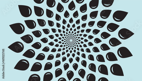 Blue color Abstract Water Drop with Drop-like circular shapes on a light background. Perfect for optical illusion art, digital designs, wallpapers, and modern graphic projects.