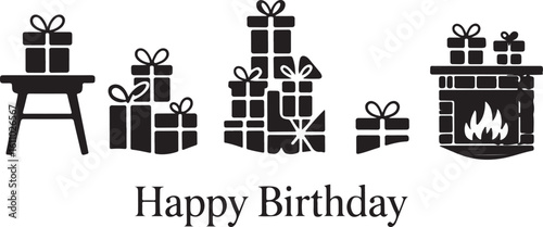 Christmas Gifts and Wrapping Decorations Icons Collection