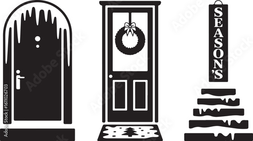 Christmas Door and Seasonal Decor Icons Collection