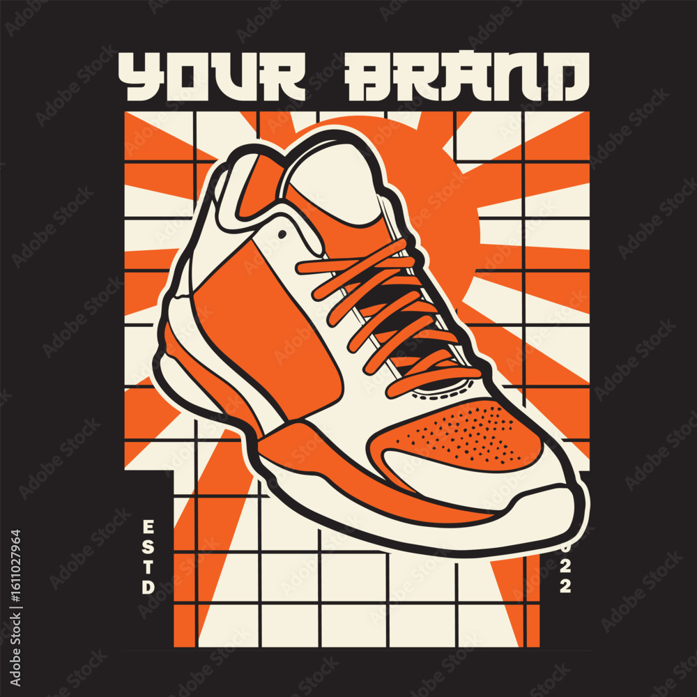 Fototapeta premium Sneaker shoes . Concept. Flat design. Vector illustration. Sneakers in flat style. Sneakers side view. Fashion sneakers. 