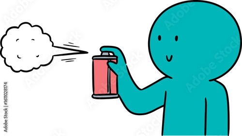 Illustration of man using spray can
