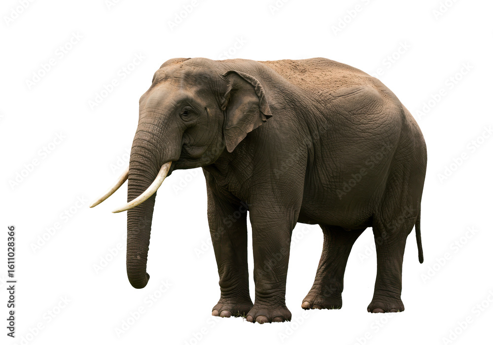 Obraz premium Majestic elephant standing gracefully in a lush green landscape with trees