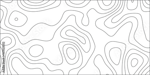 Abstract contour map pattern with organic and flowing shapes isolated on a white background for modern design concepts