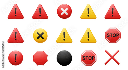 Free Download Assorted warning signs and safety alerts depicted in a colorful graphic set - GFXLoad