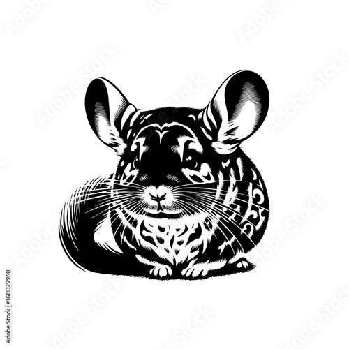 A detailed sketch of a chinchillas face