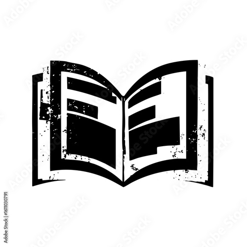 Vector Open book with distressed texture