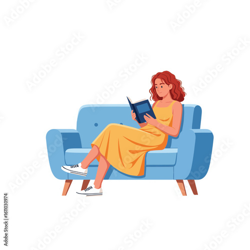 Woman sitting on a chair and reading a book