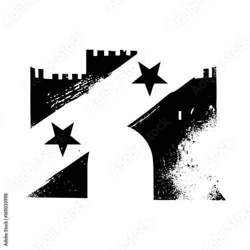 Vector Abstract fortress with stars a bold .