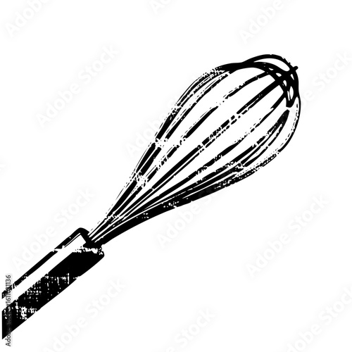 Vector Detailed of a kitchen whisk with looped wires.