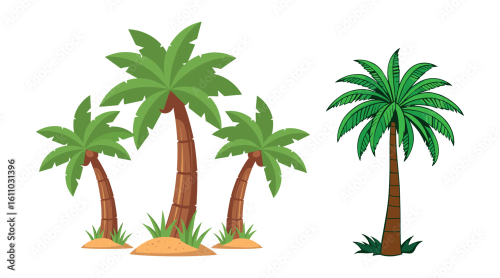 Fototapeta premium Beach Palm Tree Pattern Vector Seamless for Tropical on White Background