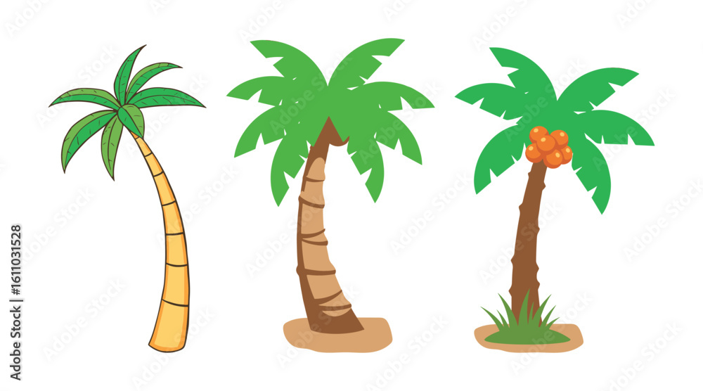 Obraz premium Beach Palm Tree Pattern Vector Seamless for Tropical on White Background