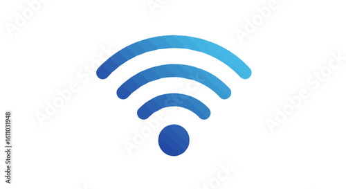 Minimalist blue gradient Wi-Fi signal icon on a clean white background graphic