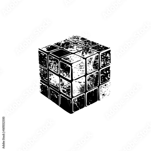 Vector Detailed of a scrambled puzzle cube.