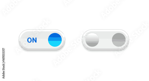 Toggle Switch Icons: On and Off States with Modern Design and Clean Presentation