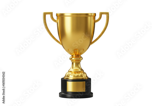 Golden trophy on a black base, symbolizing achievement and success in competitions