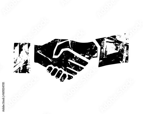 Vector Distressed handshake conveys partnership and agreement.
