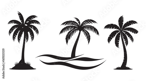 Wallpaper Mural Minimal Flat Palm Tree Vector for Tropical Design on white background. Torontodigital.ca
