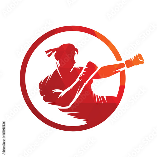 kick boxing logo vector icon. kick boxer attack sport logo icon vector.