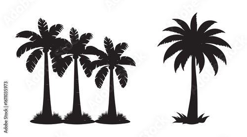 Tropical Palm Tree Silhouette Vector Isolated on White background