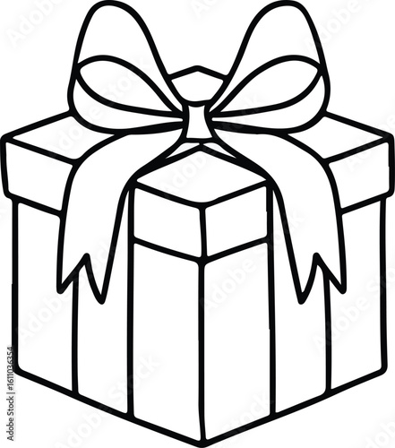 Gift box with ribbon and bow present  style vector illustration EPS file download	