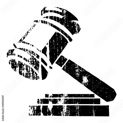 Vector Distressed gavel symbolizes legal justice and authority.
