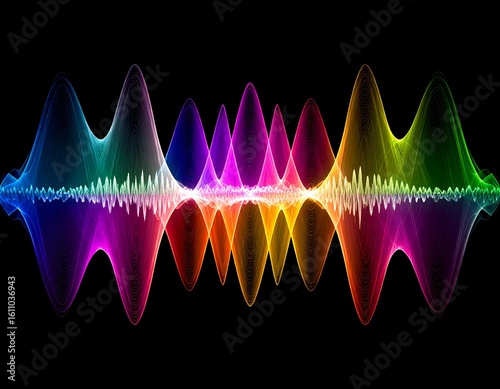 Colorful sound waves on a dark background