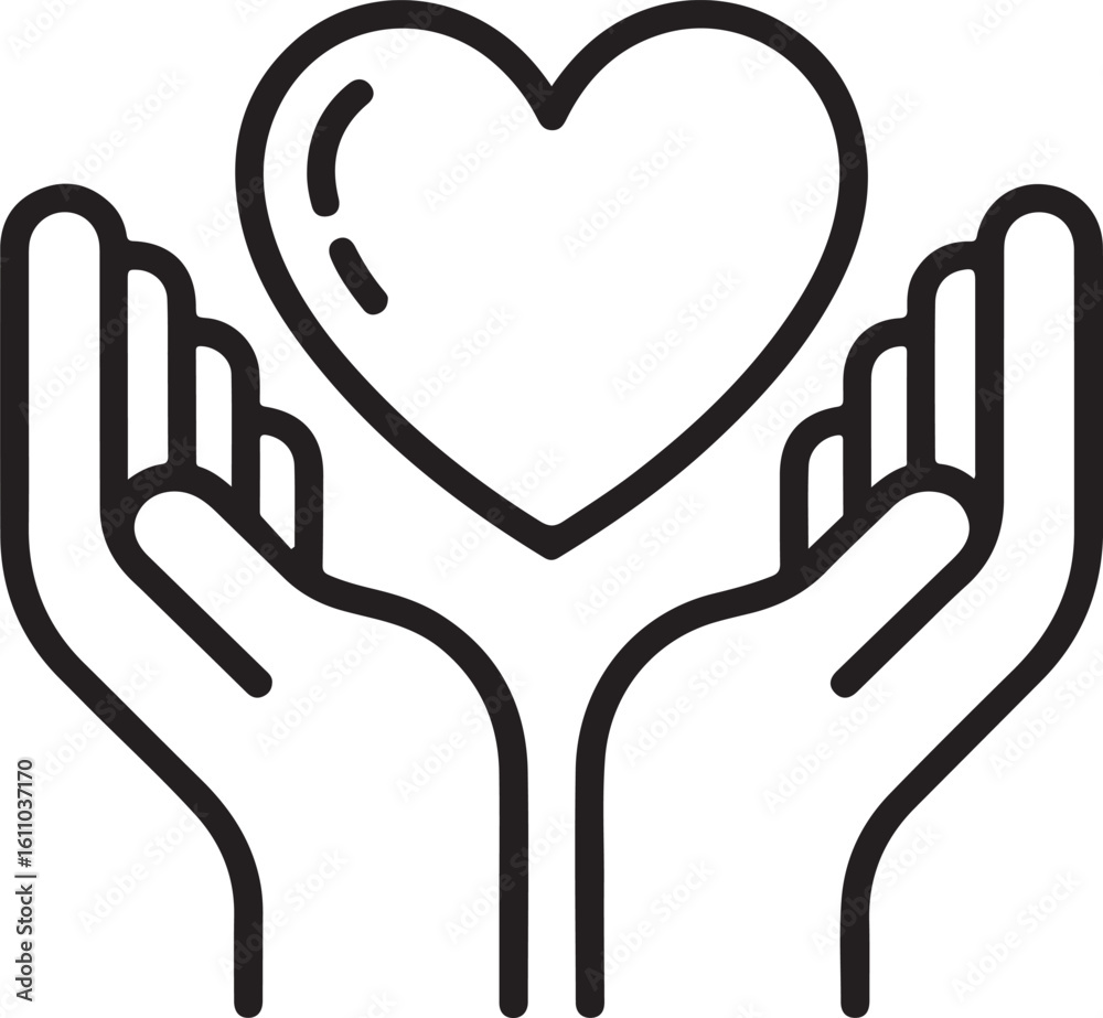Obraz premium Helping Hands with Heart Vector Pack – Donation, Hope, and Human Kindness Symbols