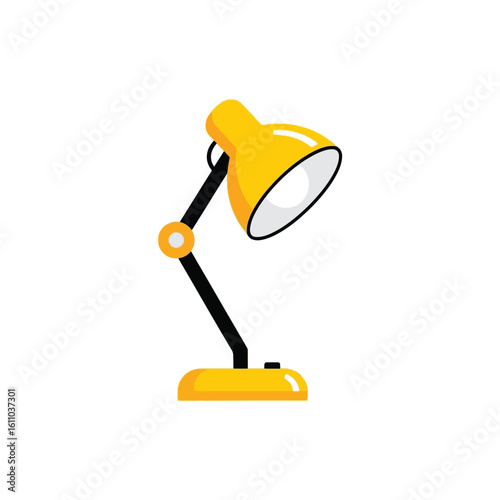 Yellow Desk Lamp Illustration. Adjustable Table Light Fixture Icon.