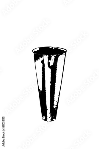 Vector Black and white of a conical drinking cup.