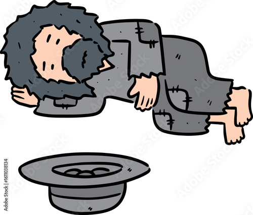 Illustration of beggar
