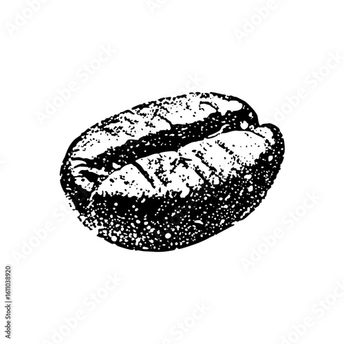Vector Detailed of a roasted coffee bean with textured surface.