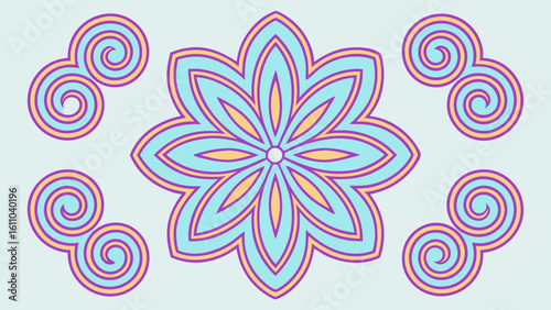 Flowing imagination doodles in colorful design