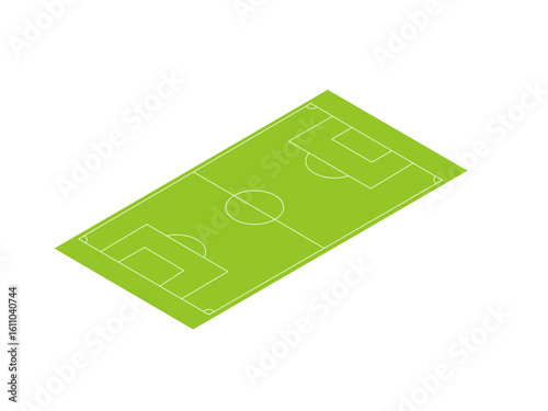 Isometric Soccer Field Vector Design, Flat 3D Football Pitch Illustration