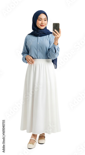 Woman in Hijab Using Smartphone