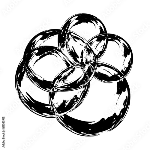 Vector Interlocking rings create a complex abstract vector .